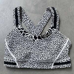 Lululemon Athletica Black and White Sports Bra - Cross Back Animal Pattern